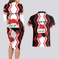 Personalized Iraq Independence Day Couples Matching Long Sleeve Bodycon Dress and Hawaiian Shirt Dove Carrying Flag - Wonder Print Shop