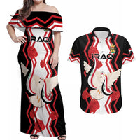 Personalized Iraq Independence Day Couples Matching Off Shoulder Maxi Dress and Hawaiian Shirt Dove Carrying Flag - Wonder Print Shop