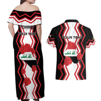 Personalized Iraq Independence Day Couples Matching Off Shoulder Maxi Dress and Hawaiian Shirt Dove Carrying Flag - Wonder Print Shop