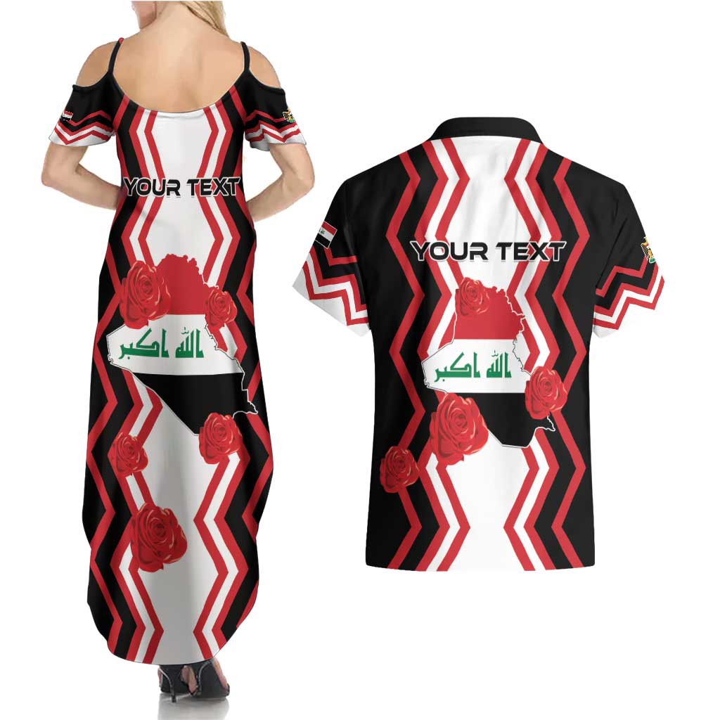 Personalized Iraq Independence Day Couples Matching Summer Maxi Dress and Hawaiian Shirt Dove Carrying Flag - Wonder Print Shop