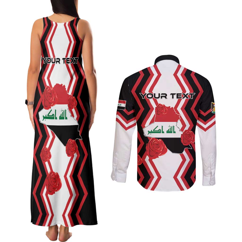 Personalized Iraq Independence Day Couples Matching Tank Maxi Dress and Long Sleeve Button Shirt Dove Carrying Flag - Wonder Print Shop