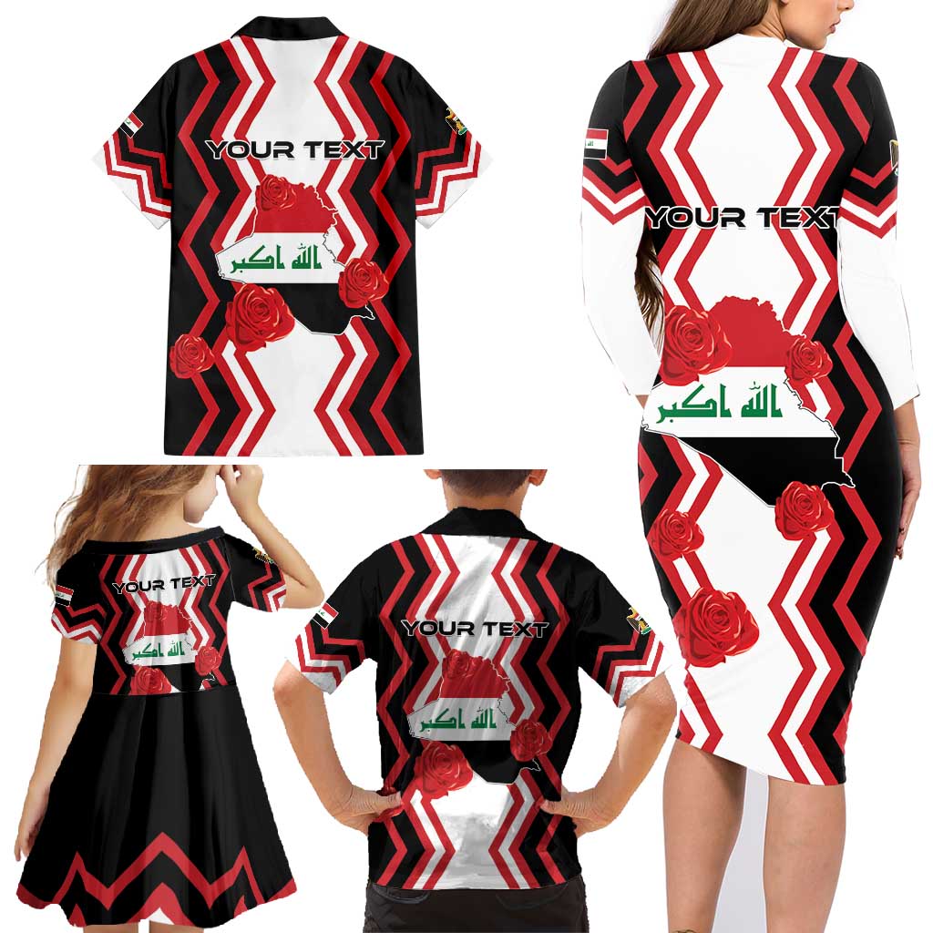 Personalized Iraq Independence Day Family Matching Long Sleeve Bodycon Dress and Hawaiian Shirt Dove Carrying Flag - Wonder Print Shop