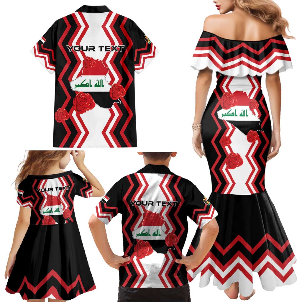 Personalized Iraq Independence Day Family Matching Mermaid Dress and Hawaiian Shirt Dove Carrying Flag - Wonder Print Shop