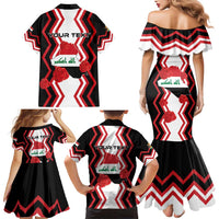 Personalized Iraq Independence Day Family Matching Mermaid Dress and Hawaiian Shirt Dove Carrying Flag - Wonder Print Shop