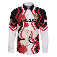 Personalized Iraq Independence Day Family Matching Off The Shoulder Long Sleeve Dress and Hawaiian Shirt Dove Carrying Flag - Wonder Print Shop