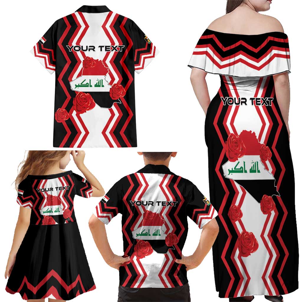 Personalized Iraq Independence Day Family Matching Off Shoulder Maxi Dress and Hawaiian Shirt Dove Carrying Flag - Wonder Print Shop