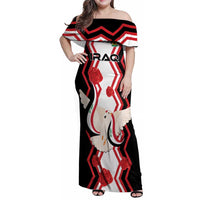 Personalized Iraq Independence Day Family Matching Off Shoulder Maxi Dress and Hawaiian Shirt Dove Carrying Flag - Wonder Print Shop