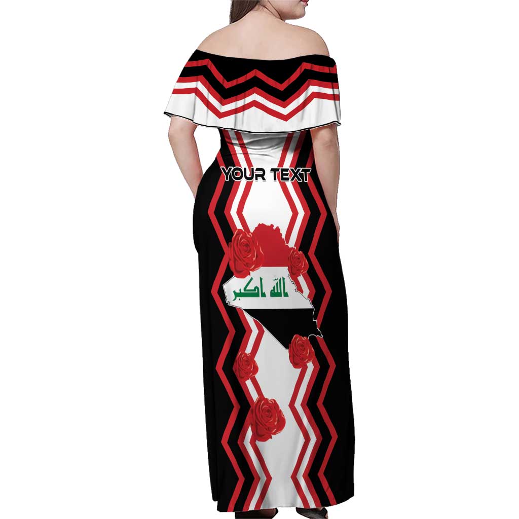 Personalized Iraq Independence Day Family Matching Off Shoulder Maxi Dress and Hawaiian Shirt Dove Carrying Flag - Wonder Print Shop