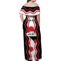 Personalized Iraq Independence Day Family Matching Off Shoulder Maxi Dress and Hawaiian Shirt Dove Carrying Flag - Wonder Print Shop