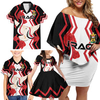 Personalized Iraq Independence Day Family Matching Off Shoulder Short Dress and Hawaiian Shirt Dove Carrying Flag - Wonder Print Shop