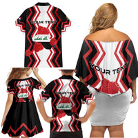 Personalized Iraq Independence Day Family Matching Off Shoulder Short Dress and Hawaiian Shirt Dove Carrying Flag - Wonder Print Shop