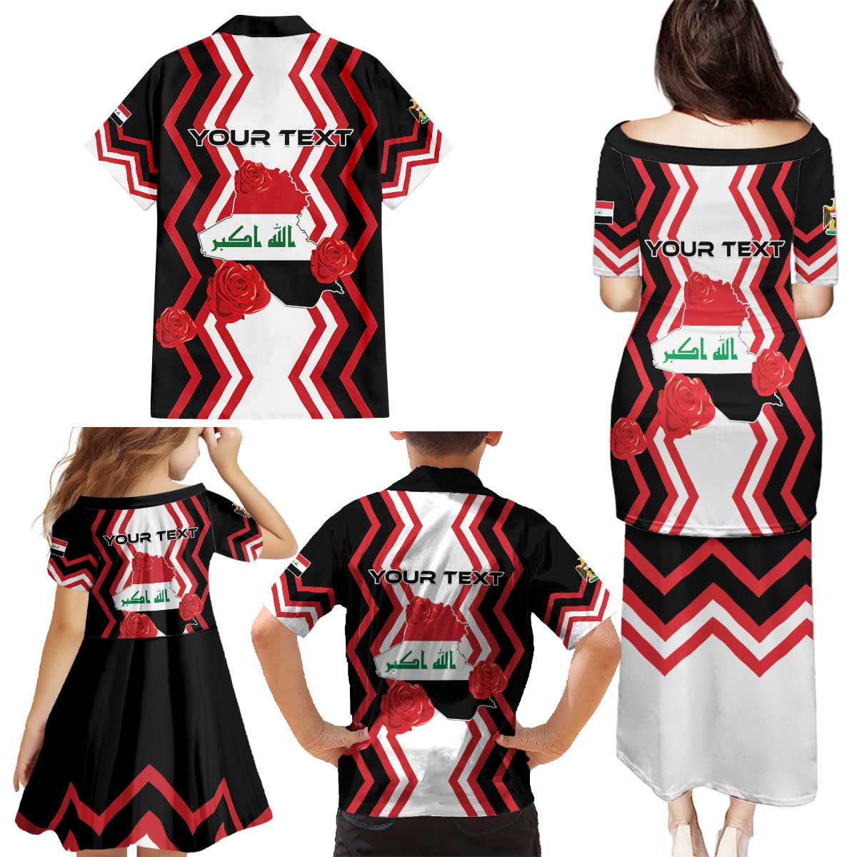 Personalized Iraq Independence Day Family Matching Puletasi and Hawaiian Shirt Dove Carrying Flag - Wonder Print Shop