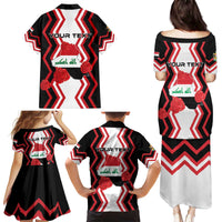 Personalized Iraq Independence Day Family Matching Puletasi and Hawaiian Shirt Dove Carrying Flag - Wonder Print Shop