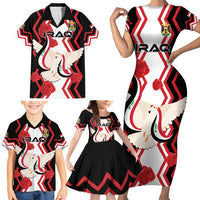 Personalized Iraq Independence Day Family Matching Short Sleeve Bodycon Dress and Hawaiian Shirt Dove Carrying Flag - Wonder Print Shop