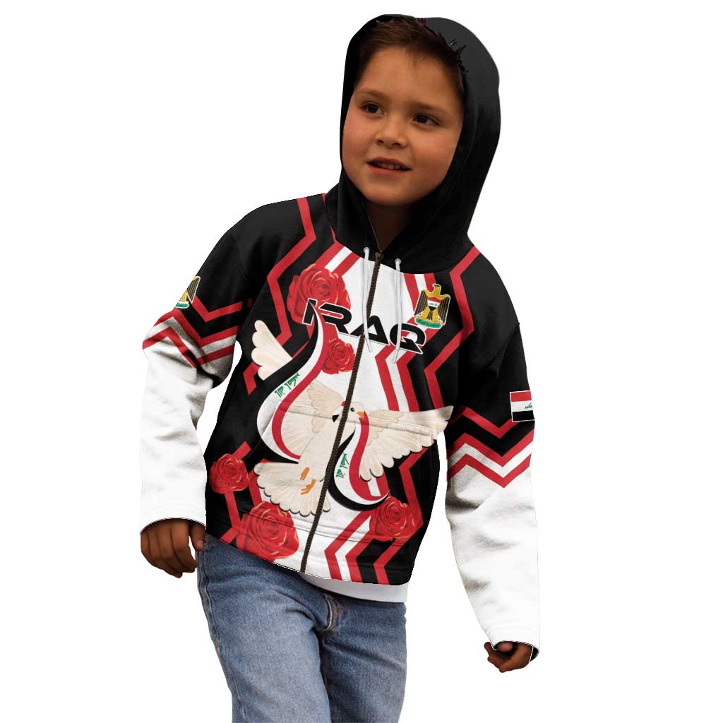 Personalized Iraq Independence Day Kid Hoodie Dove Carrying Flag - Wonder Print Shop