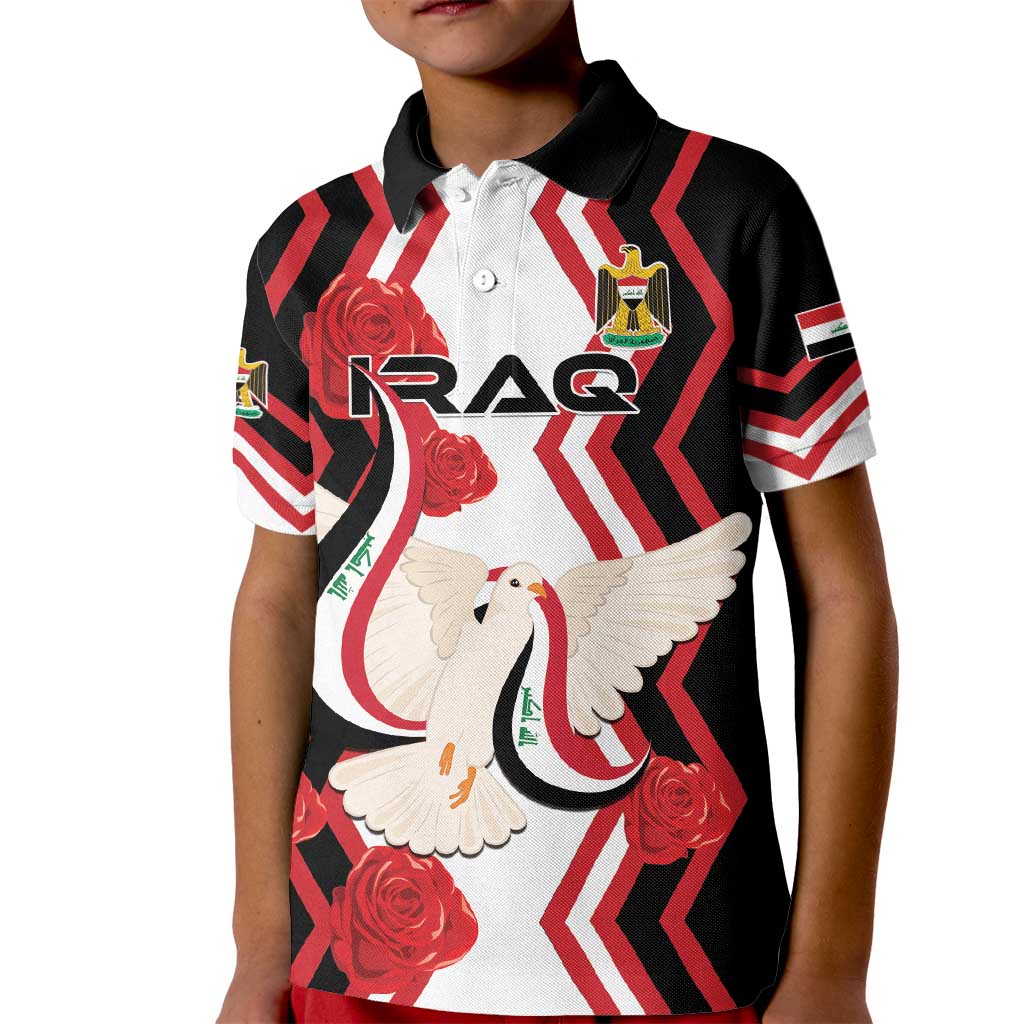 Personalized Iraq Independence Day Kid Polo Shirt Dove Carrying Flag - Wonder Print Shop