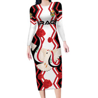 Personalized Iraq Independence Day Long Sleeve Bodycon Dress Dove Carrying Flag - Wonder Print Shop