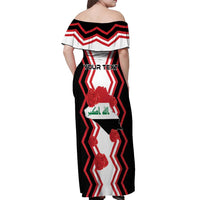 Personalized Iraq Independence Day Off Shoulder Maxi Dress Dove Carrying Flag - Wonder Print Shop