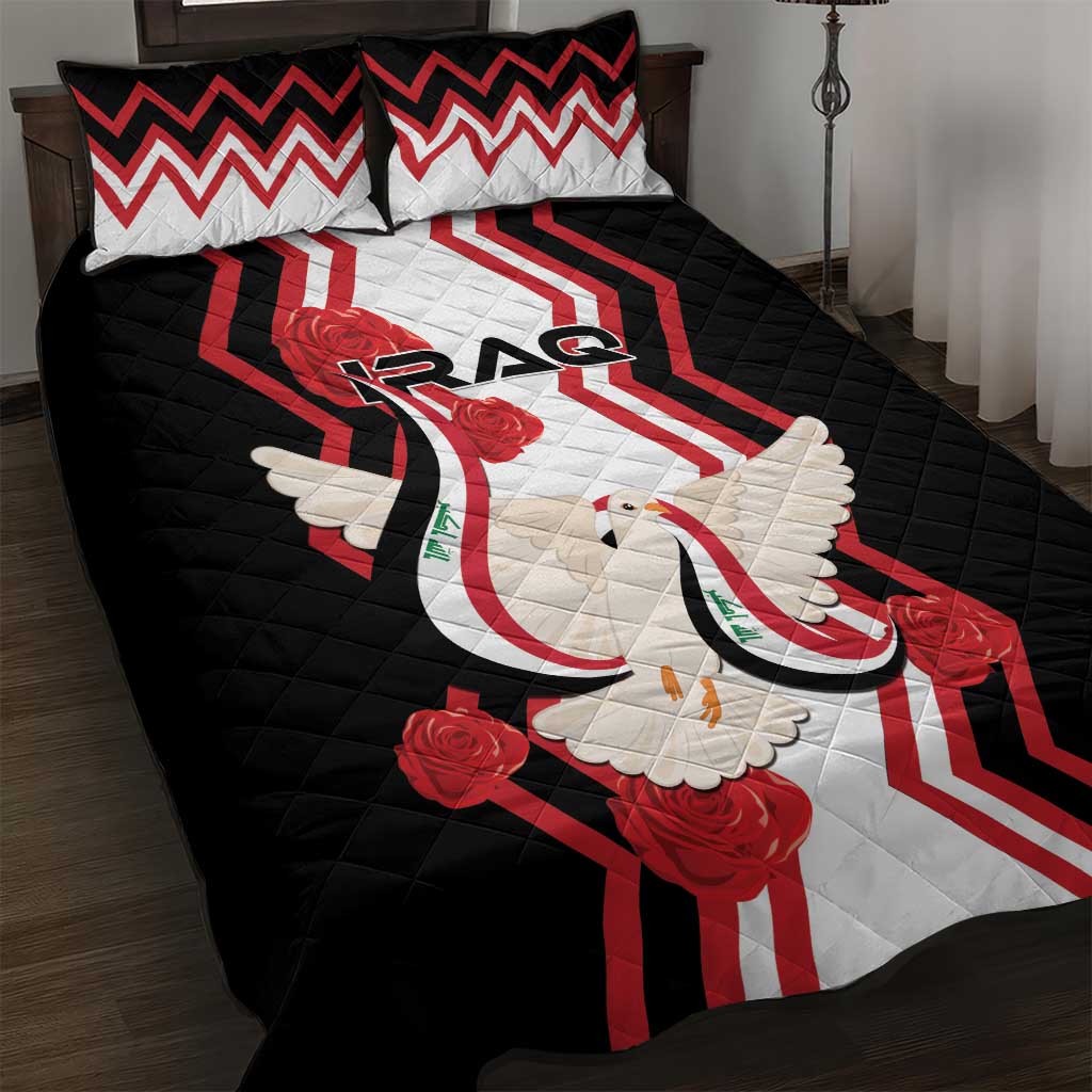 Iraq Independence Day Quilt Bed Set Dove Carrying Flag - Wonder Print Shop