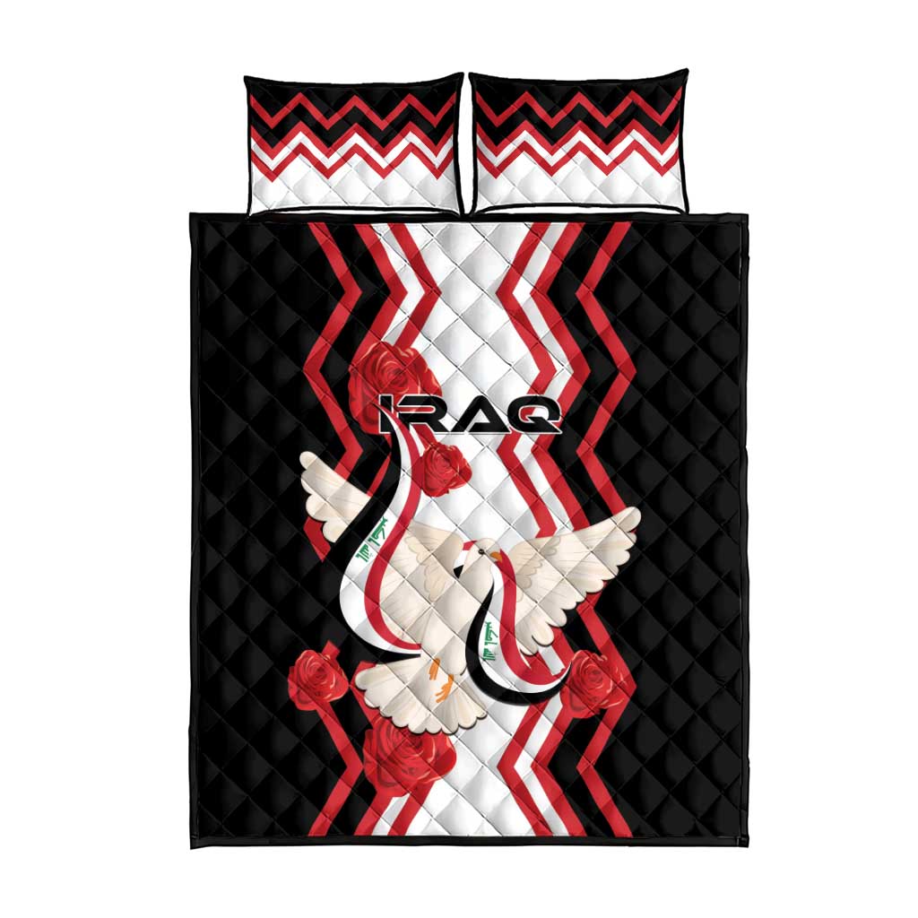 Iraq Independence Day Quilt Bed Set Dove Carrying Flag - Wonder Print Shop