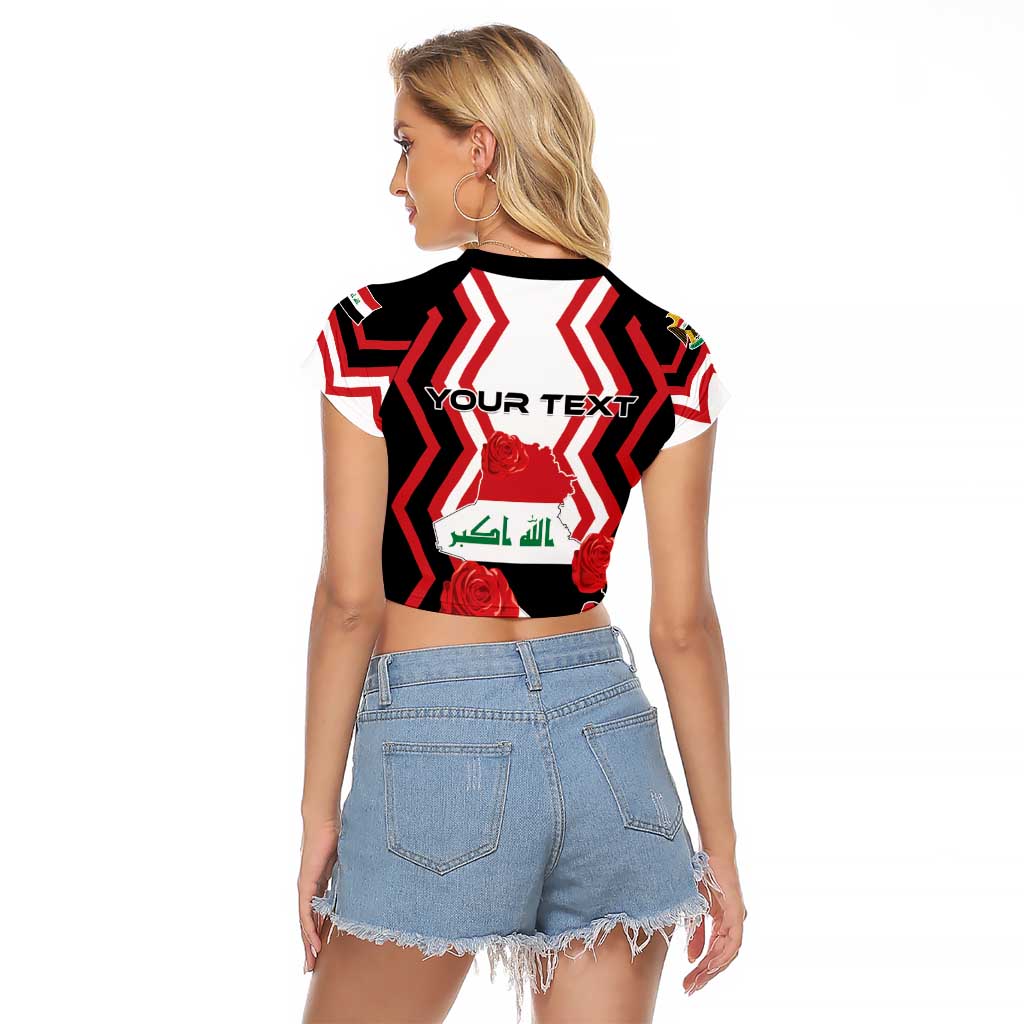 Personalized Iraq Independence Day Raglan Cropped T Shirt Dove Carrying Flag - Wonder Print Shop