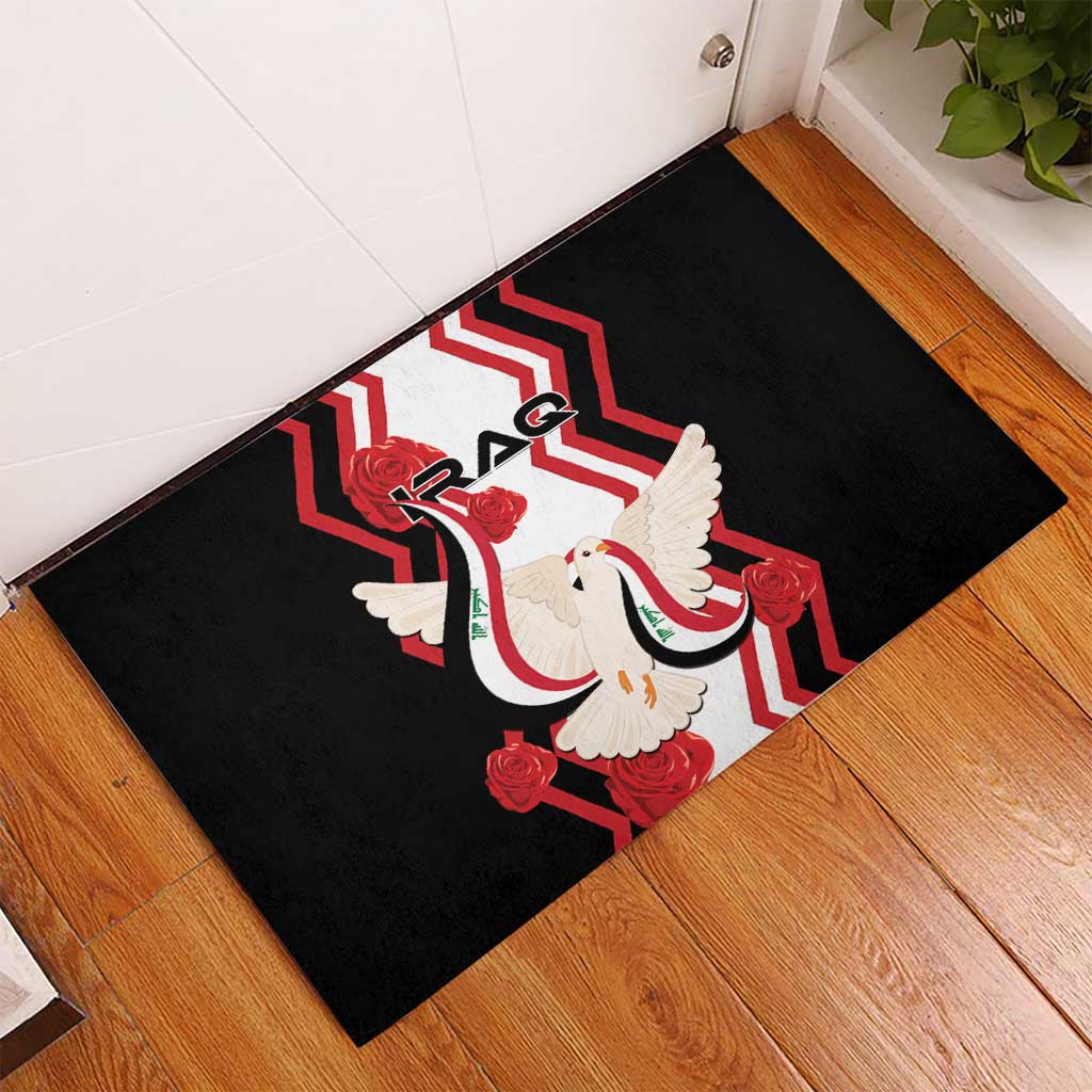 Iraq Independence Day Rubber Doormat Dove Carrying Flag - Wonder Print Shop