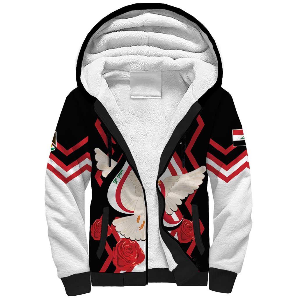 Personalized Iraq Independence Day Sherpa Hoodie Dove Carrying Flag - Wonder Print Shop