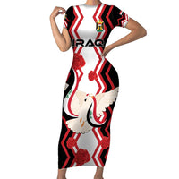 Personalized Iraq Independence Day Short Sleeve Bodycon Dress Dove Carrying Flag - Wonder Print Shop
