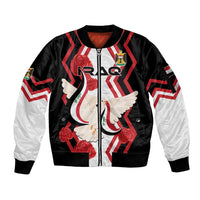 Personalized Iraq Independence Day Sleeve Zip Bomber Jacket Dove Carrying Flag - Wonder Print Shop