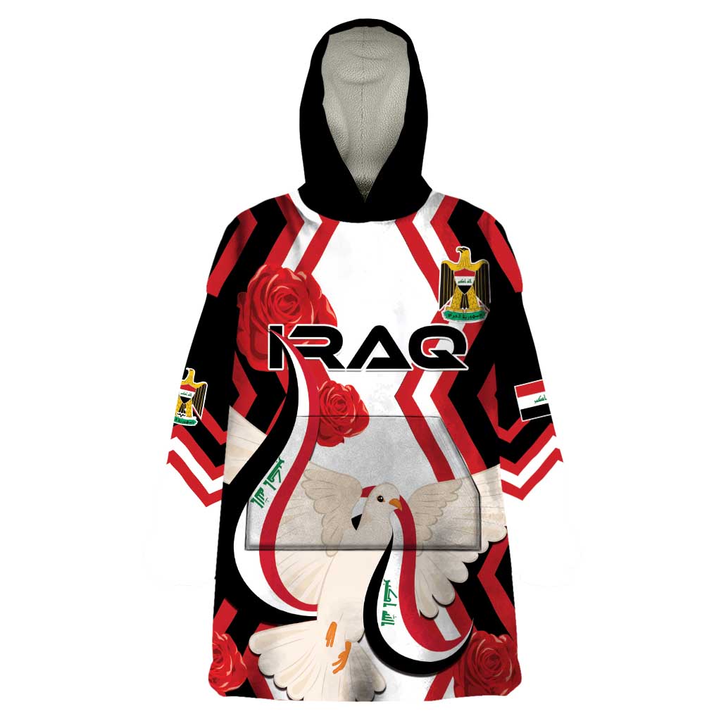 Personalized Iraq Independence Day Wearable Blanket Hoodie Dove Carrying Flag - Wonder Print Shop