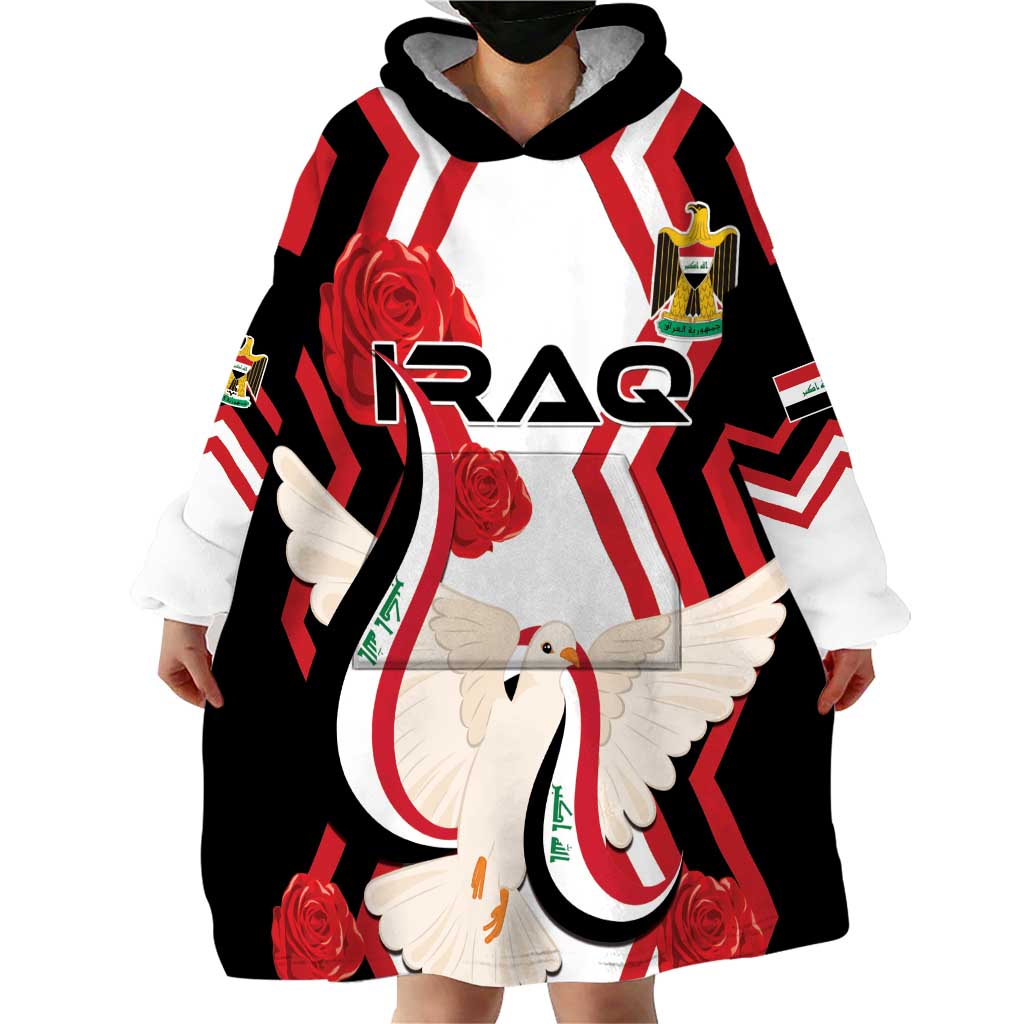 Personalized Iraq Independence Day Wearable Blanket Hoodie Dove Carrying Flag - Wonder Print Shop
