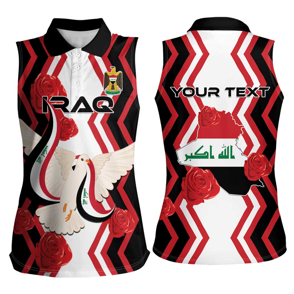 Personalized Iraq Independence Day Women Sleeveless Polo Shirt Dove Carrying Flag - Wonder Print Shop