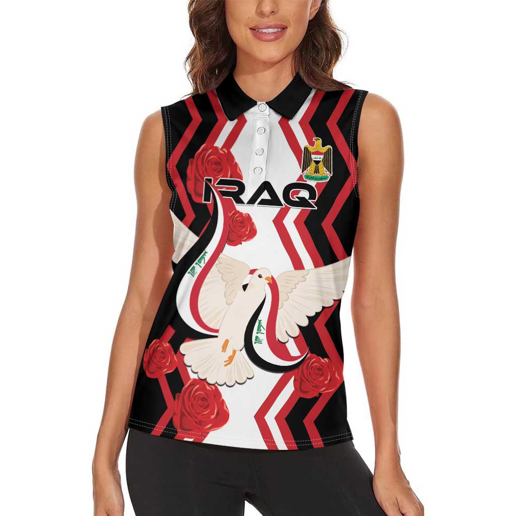 Personalized Iraq Independence Day Women Sleeveless Polo Shirt Dove Carrying Flag - Wonder Print Shop