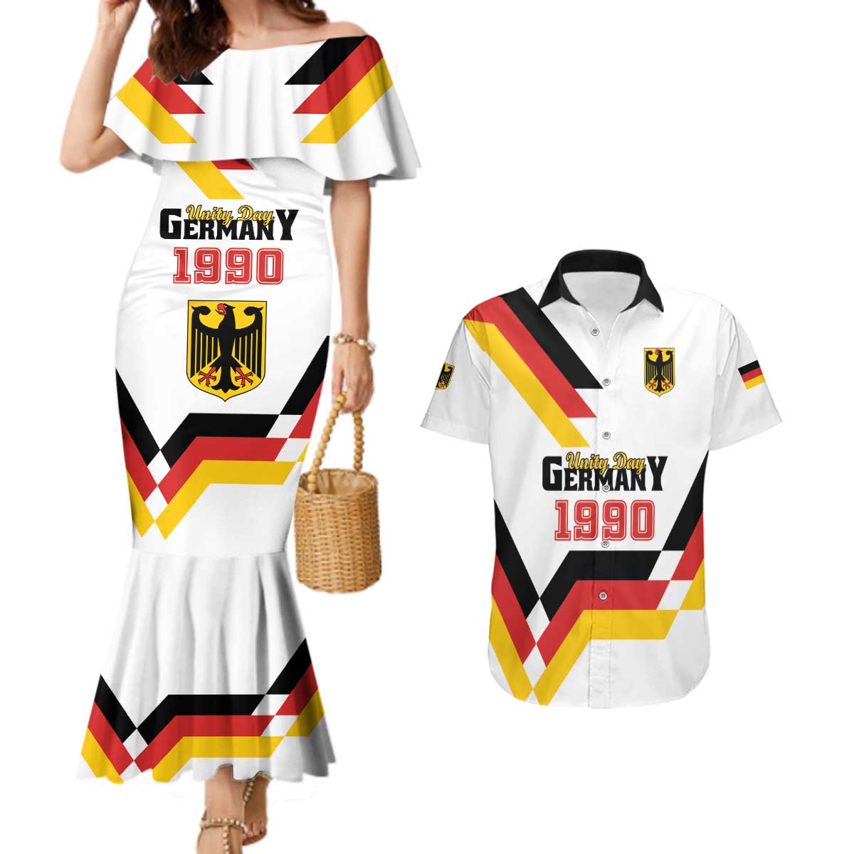 Personalized Germany Unity Day 1990 Edition Couples Matching Mermaid Dress and Hawaiian Shirt Unique Style - Wonder Print Shop