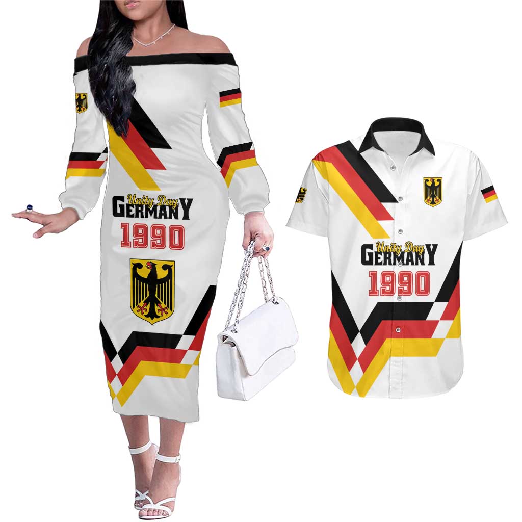 Personalized Germany Unity Day 1990 Edition Couples Matching Off The Shoulder Long Sleeve Dress and Hawaiian Shirt Unique Style - Wonder Print Shop