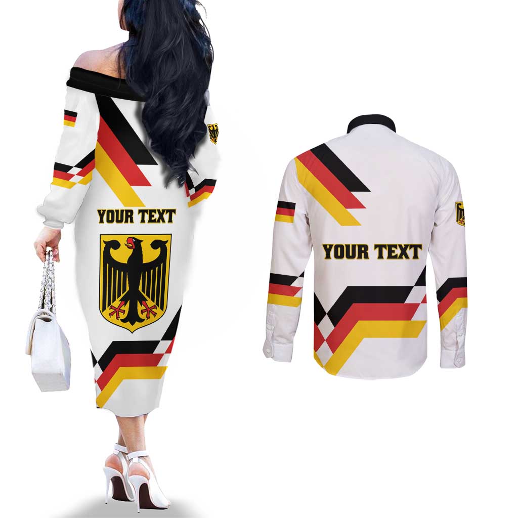 Personalized Germany Unity Day 1990 Edition Couples Matching Off The Shoulder Long Sleeve Dress and Long Sleeve Button Shirt Unique Style