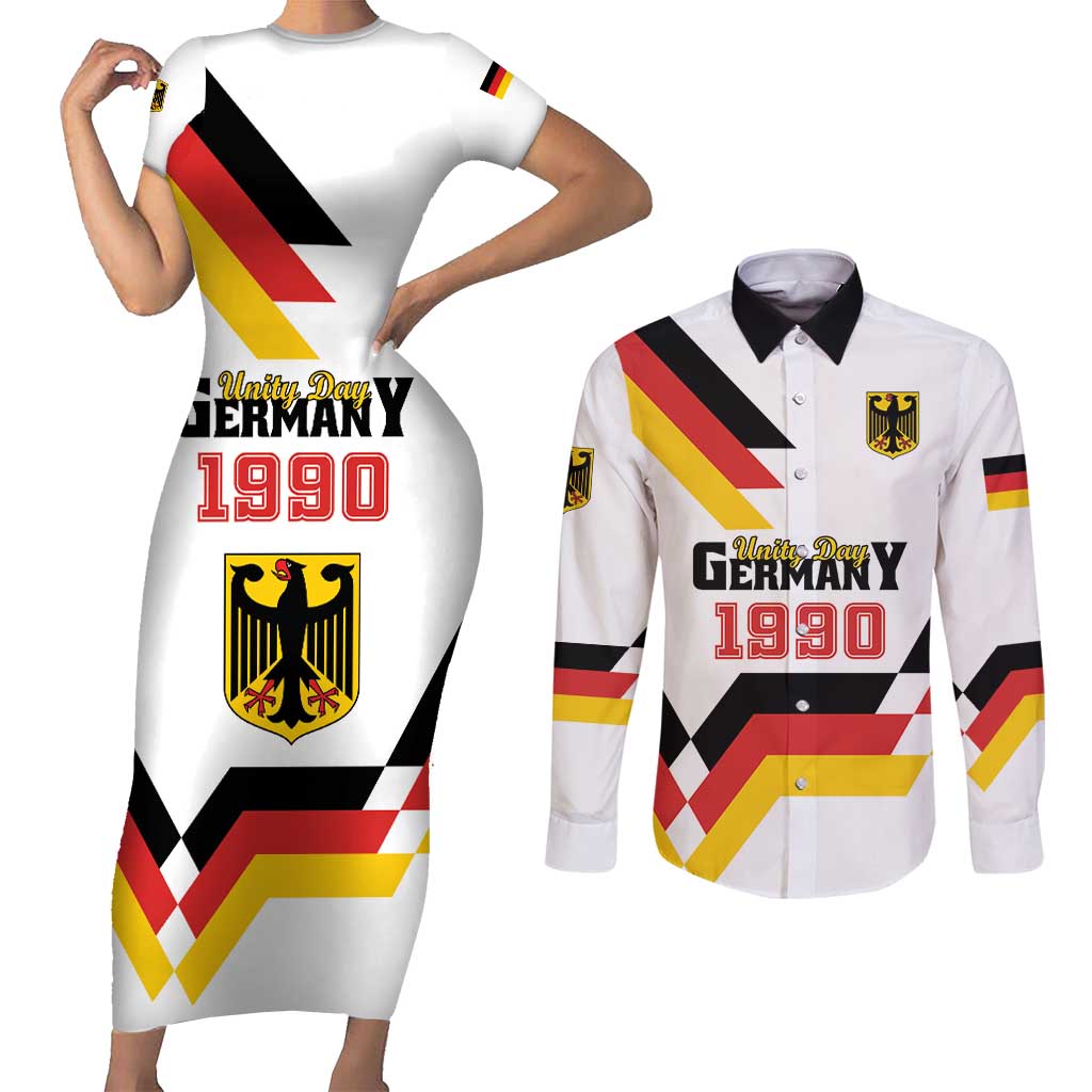 Personalized Germany Unity Day 1990 Edition Couples Matching Short Sleeve Bodycon Dress and Long Sleeve Button Shirt Unique Style - Wonder Print Shop