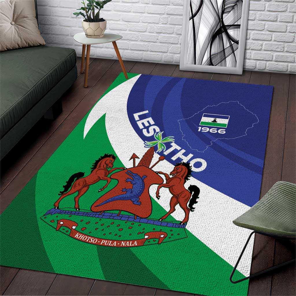 Lesotho 1966 Unique Area Rug Spiral Aloe Coat of Arms - Wonder Print Shop