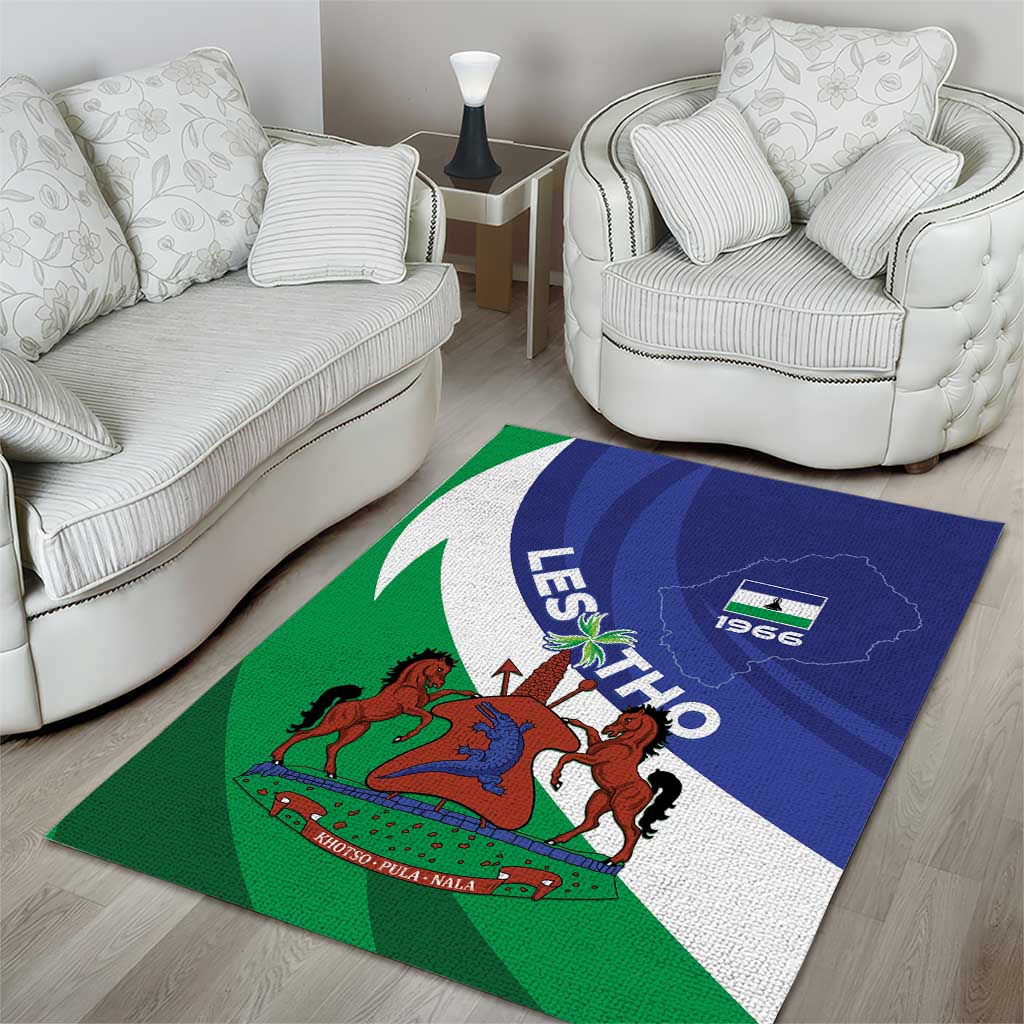 Lesotho 1966 Unique Area Rug Spiral Aloe Coat of Arms - Wonder Print Shop