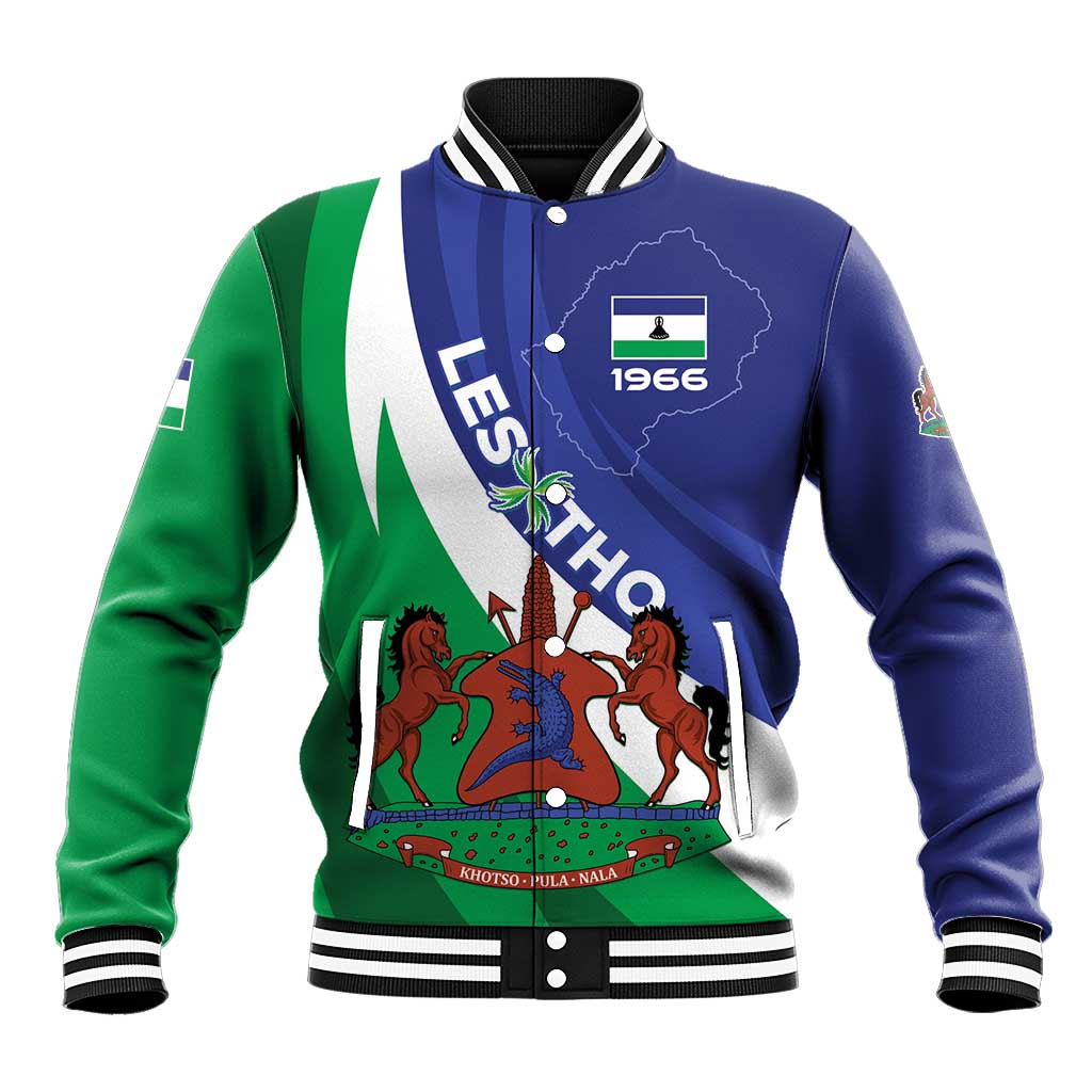 Lesotho 1966 Unique Baseball Jacket Spiral Aloe Coat of Arms - Wonder Print Shop