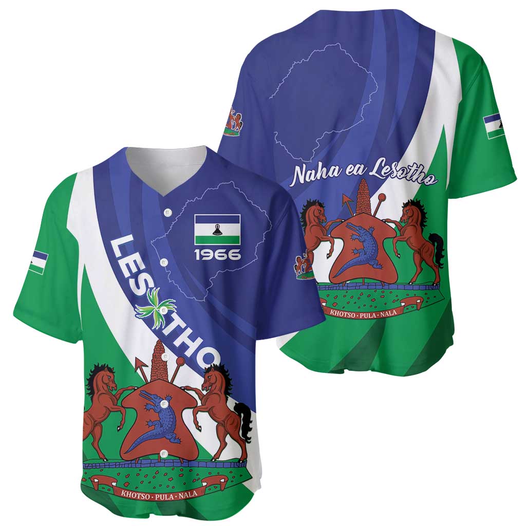 Lesotho 1966 Unique Baseball Jersey Spiral Aloe Coat of Arms - Wonder Print Shop