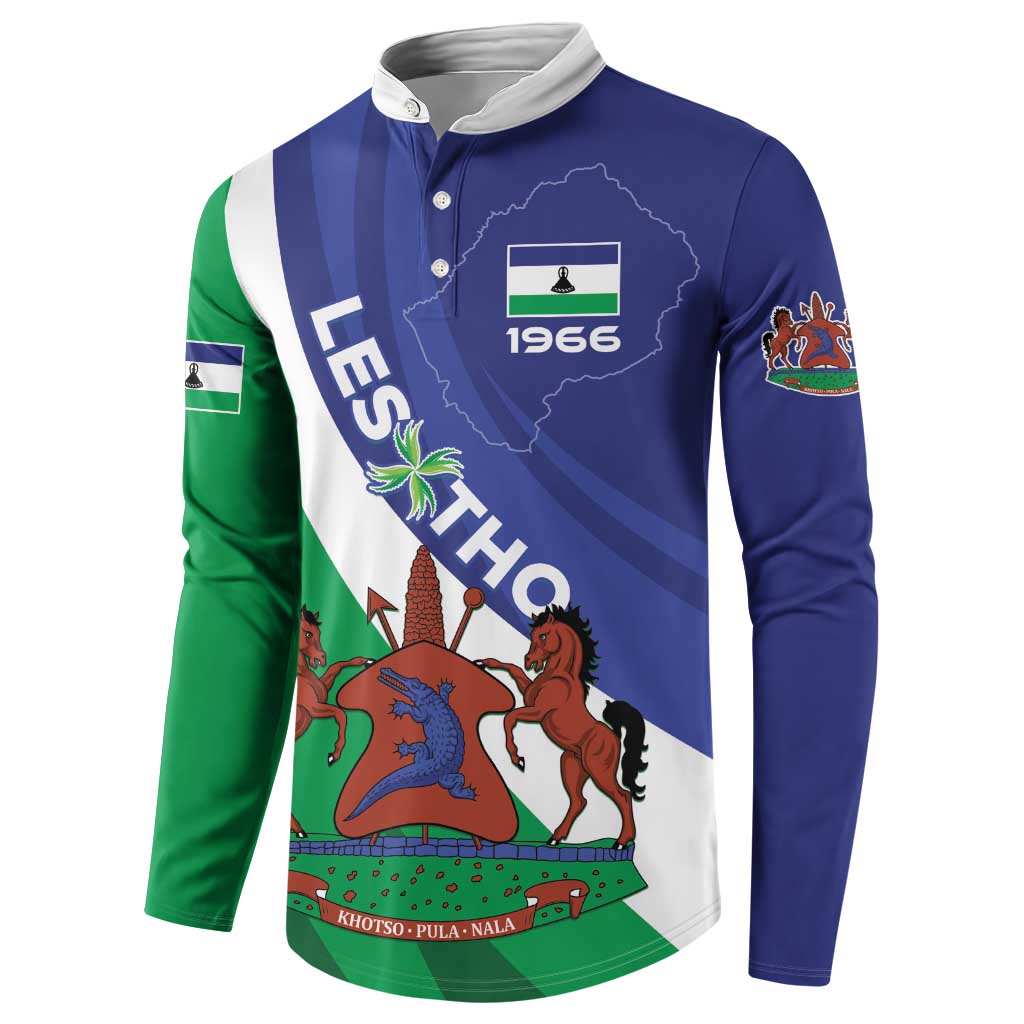 Lesotho 1966 Unique Button Sweatshirt Spiral Aloe Coat of Arms - Wonder Print Shop