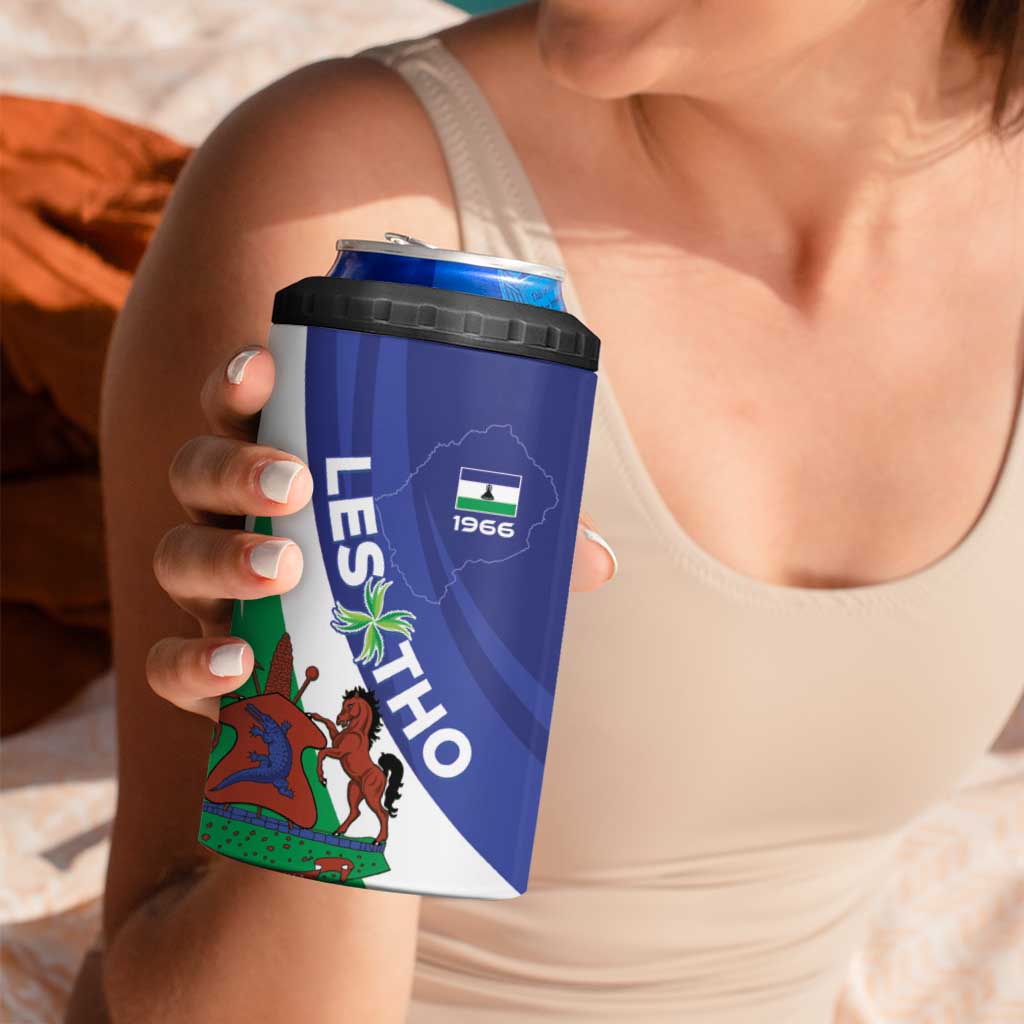 Lesotho 1966 Unique 4 in 1 Can Cooler Tumbler Spiral Aloe Coat of Arms - Wonder Print Shop