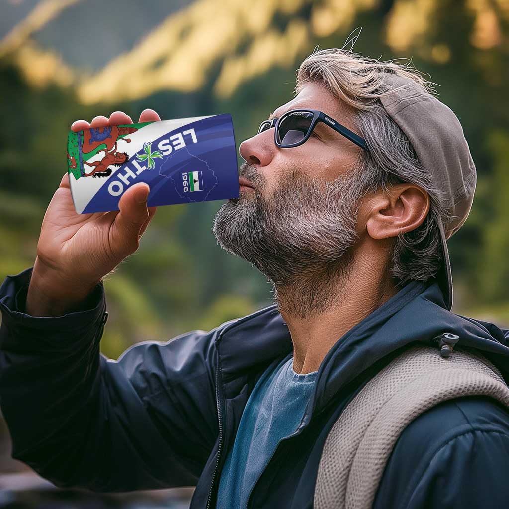 Lesotho 1966 Unique 4 in 1 Can Cooler Tumbler Spiral Aloe Coat of Arms - Wonder Print Shop