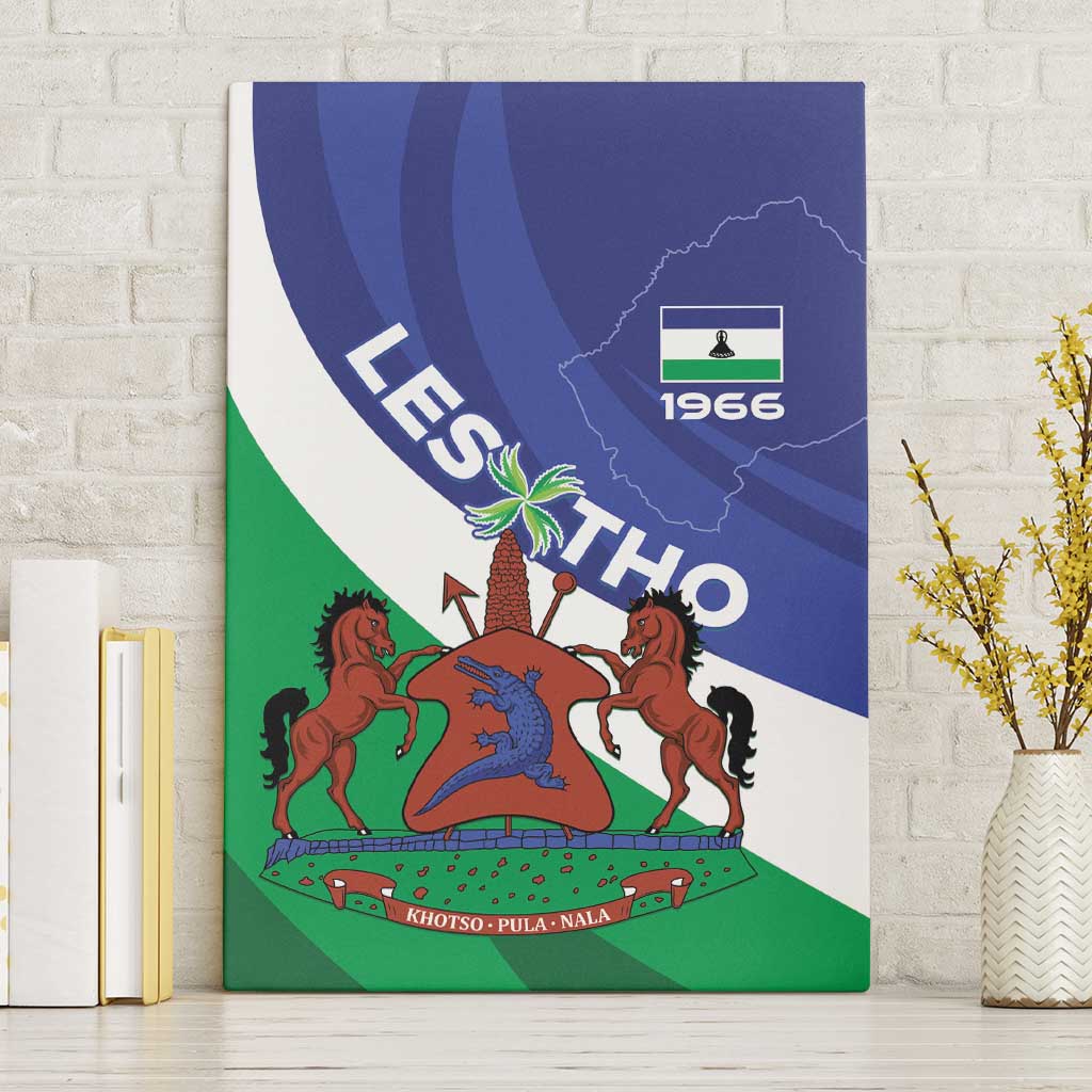 Lesotho 1966 Unique Canvas Wall Art Spiral Aloe Coat of Arms - Wonder Print Shop