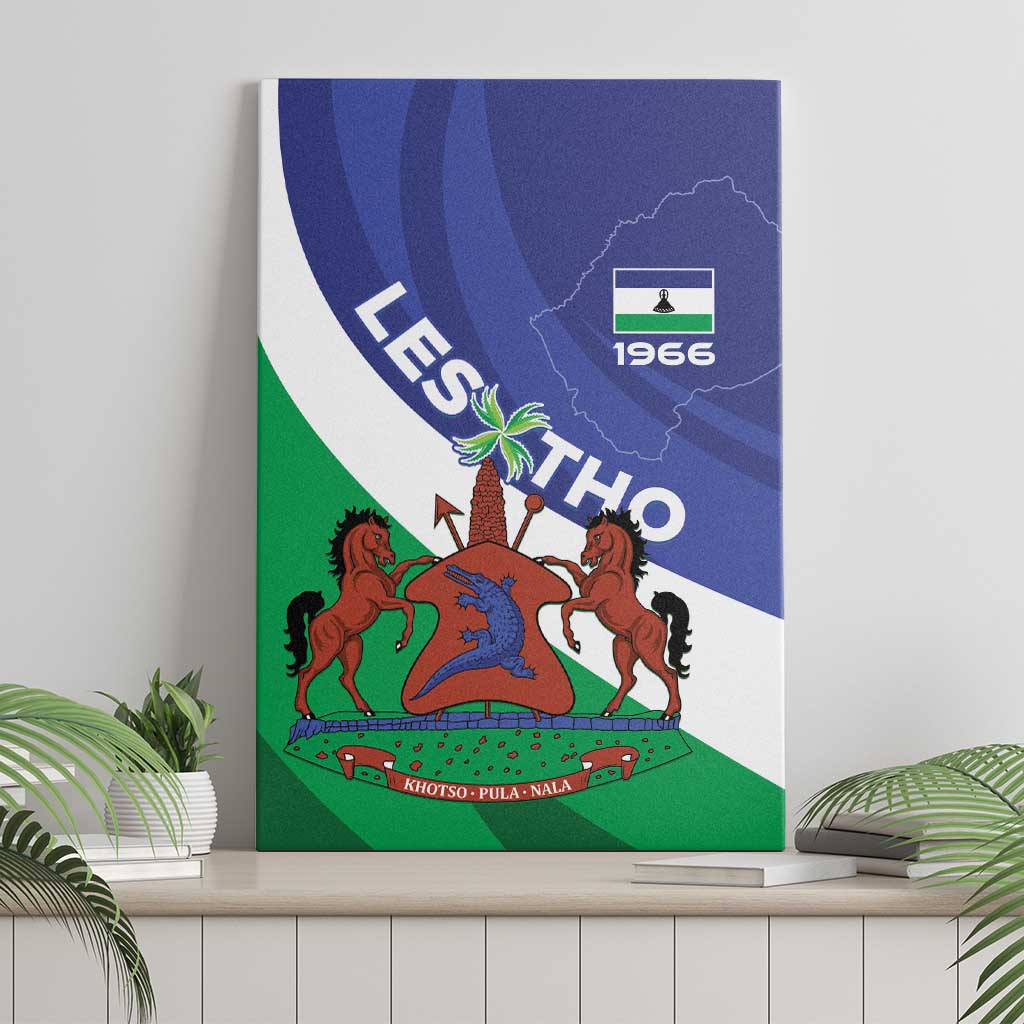 Lesotho 1966 Unique Canvas Wall Art Spiral Aloe Coat of Arms - Wonder Print Shop