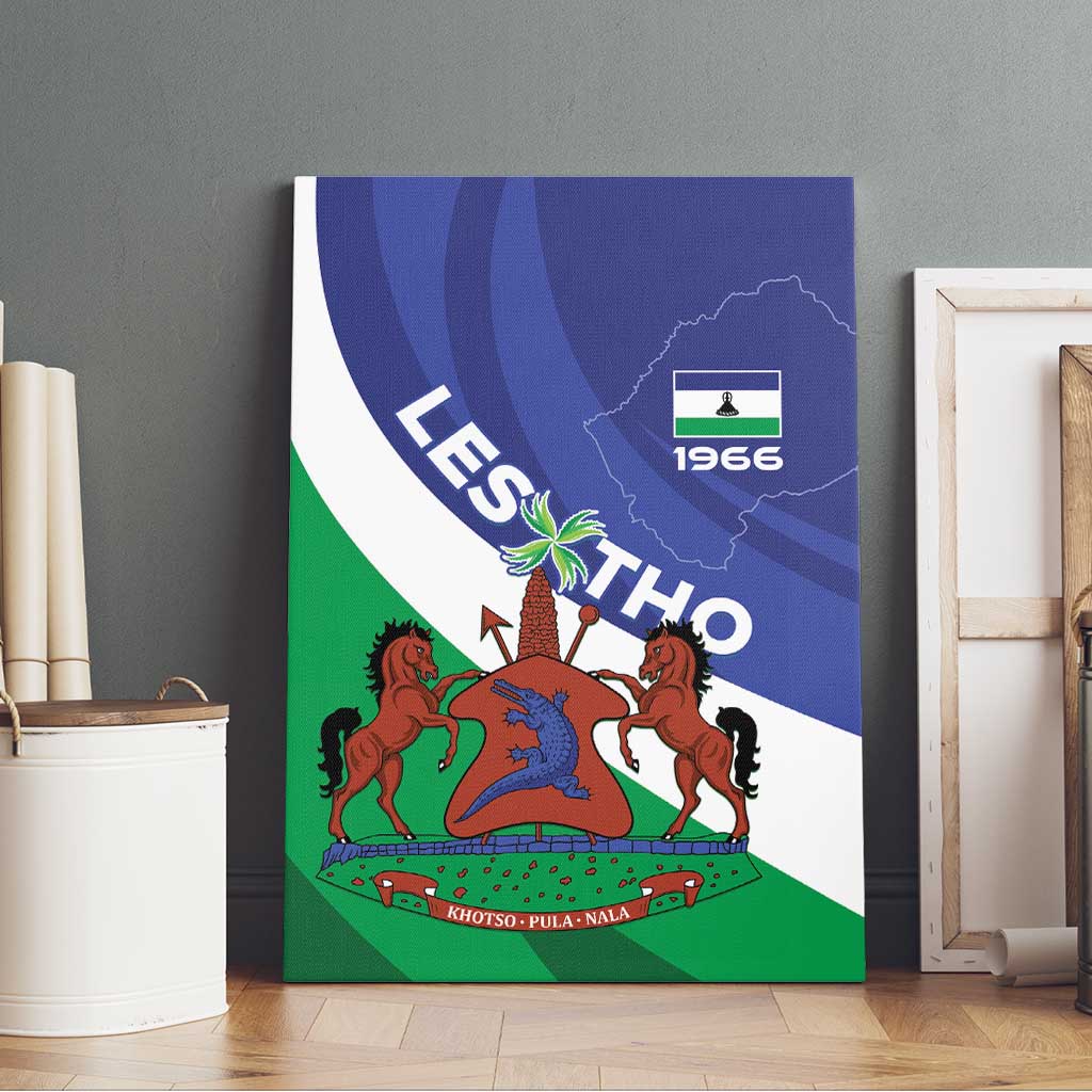 Lesotho 1966 Unique Canvas Wall Art Spiral Aloe Coat of Arms - Wonder Print Shop