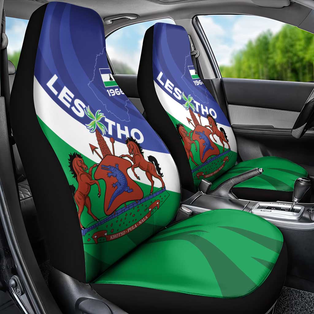 Lesotho 1966 Unique Car Seat Cover Spiral Aloe Coat of Arms - Wonder Print Shop