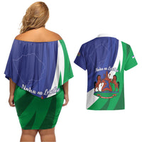 Lesotho 1966 Unique Couples Matching Off Shoulder Short Dress and Hawaiian Shirt Spiral Aloe Coat of Arms - Wonder Print Shop