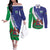 Lesotho 1966 Unique Couples Matching Off The Shoulder Long Sleeve Dress and Long Sleeve Button Shirt Spiral Aloe Coat of Arms